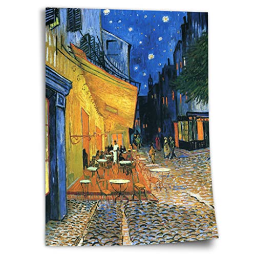 Poster Vincent van Gogh - Nachtcafé/Nachts vor dem Café an der Place du Forum in Arles (1888) Kunstdruck ohne Rahmen, Wandbild - A4, A3, A2, A1, A0, XXL - Wohnzimmer, Schlafzimmer, Küche, Deko von Printistico
