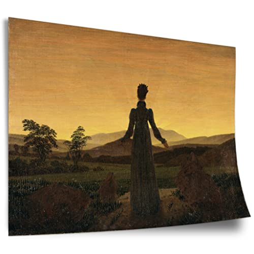 Printistico Poster Caspar David Friedrich - Frau vor untergehender Sonne Kunstdruck ohne Rahmen, Wandbild - A4, A3, A2, A1, A0, XXL - Wohnzimmer, Schlafzimmer, Küche, Deko von Printistico