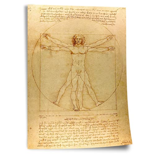 Printistico Poster Leonardo da Vinci - Vitruvianischer Mensch Kunstdruck ohne Rahmen, Wandbild - A4, A3, A2, A1, A0, XXL - Wohnzimmer, Schlafzimmer, Küche, Deko von Printistico