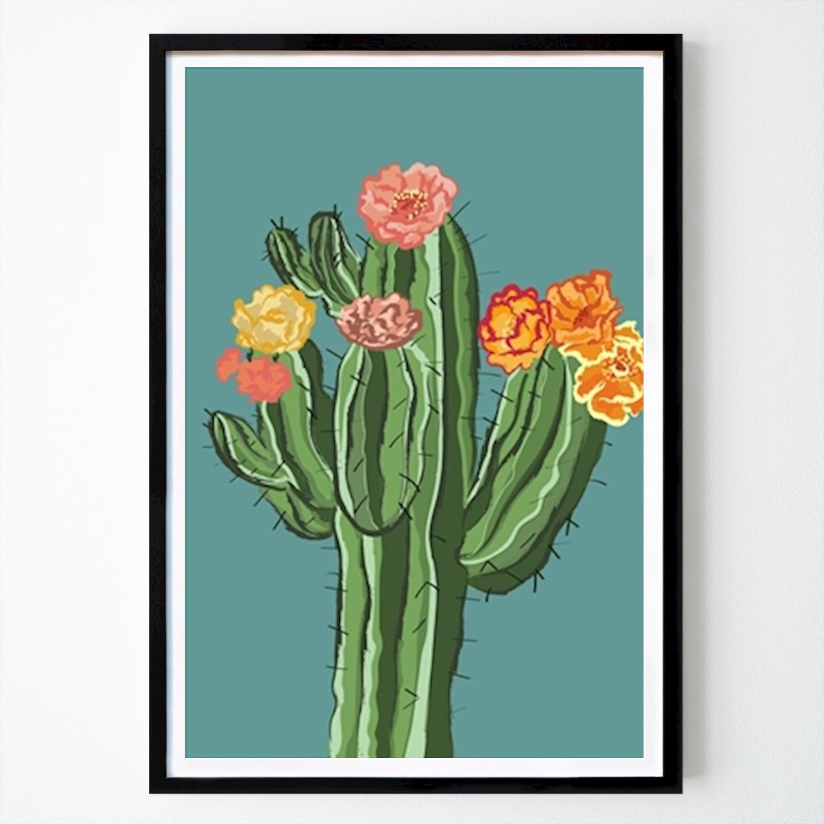 Poster: Kaktus mit Blüten von Julia Al Mashni von Printler