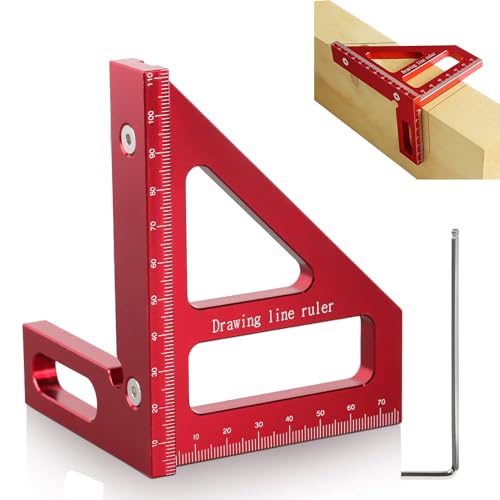 Prmape Zimmermannswinkel, 3D-Mehrwinkel-Messlineal, Aluminiumlegierung Anschlagwinkel, Quadratischer Winkelmesser für die Holzbearbeitung zum Präzisen Anreißen & Zeichnen von Prmape