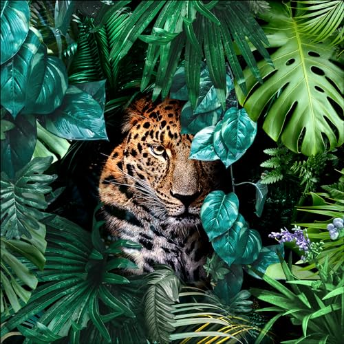 Pro-Art Glasbild Jaguar in the jungle, 50x50 cm von Pro-Art