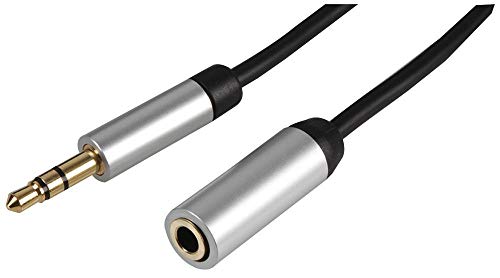 Pro Signal PSG3223-1,5 m 3,5 mm Stereo-Klinkenstecker, schmal, mit Aluminium-Kopfschalen, 1,5 m, Schwarz von PROSIGNAL