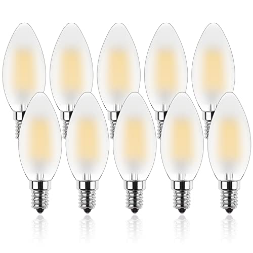 ProCrus E14 Dimmbar Kerzenform LED,4W Kerze Led Glühbirne,2700K Warmweiß Vintage LED Kerzenbirnen,Ersetzt 40 Watt,für Kronleuchter,Matt,10 Stück (1er Pack) von ProCrus