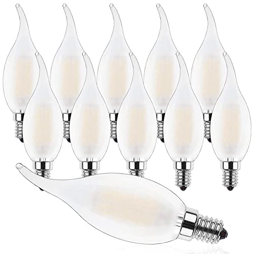 ProCrus E14 LED Dimmbar Kerzen Lampe,4W Kerze LED für Kronleuchter,C35 Filament Kerzenform LED Glühbirne,2700K Warmweiß Kerzenbirnen,4W LED Birne Ersetzt 40 Watt,400LM,Energieklasse F,10er Pack von ProCrus