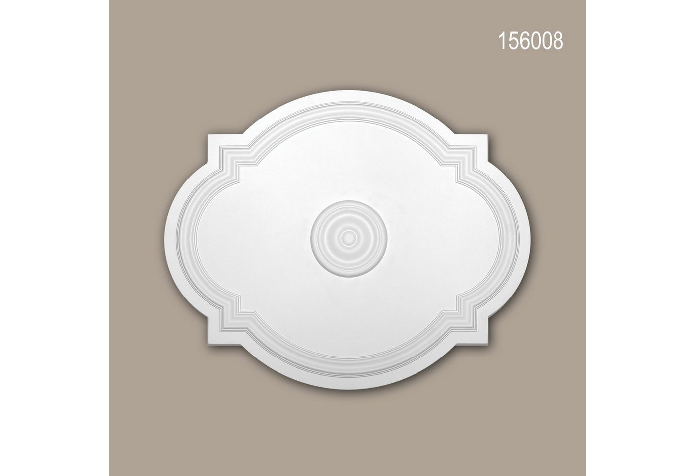 Profhome Decken-Rosette 156008 (Rosette, 1 St., Deckenrosette, Medallion, Stuckrosette, Deckenelement, Zierelement, 54 x 44 cm), weiß, vorgrundiert, Stil: Jugendstil von Profhome