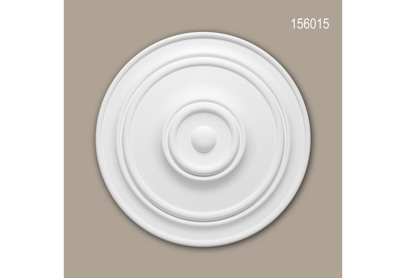 Profhome Decken-Rosette 156015 (Rosette, 1 St., Deckenrosette, Medallion, Stuckrosette, Deckenelement, Zierelement, Durchmesser 55,5 cm), weiß, vorgrundiert, Stil: Zeitlos / Klassisch von Profhome