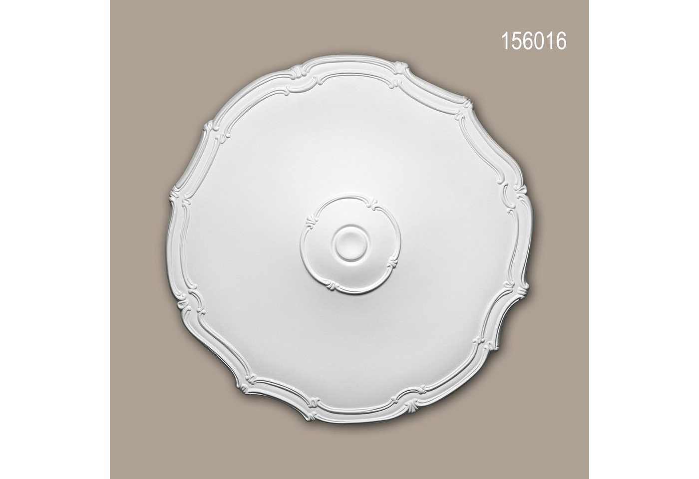 Profhome Decken-Rosette 156016 (Rosette, 1 St., Deckenrosette, Medallion, Stuckrosette, Deckenelement, Zierelement, Durchmesser 48 cm), weiß, vorgrundiert, Stil: Jugendstil von Profhome