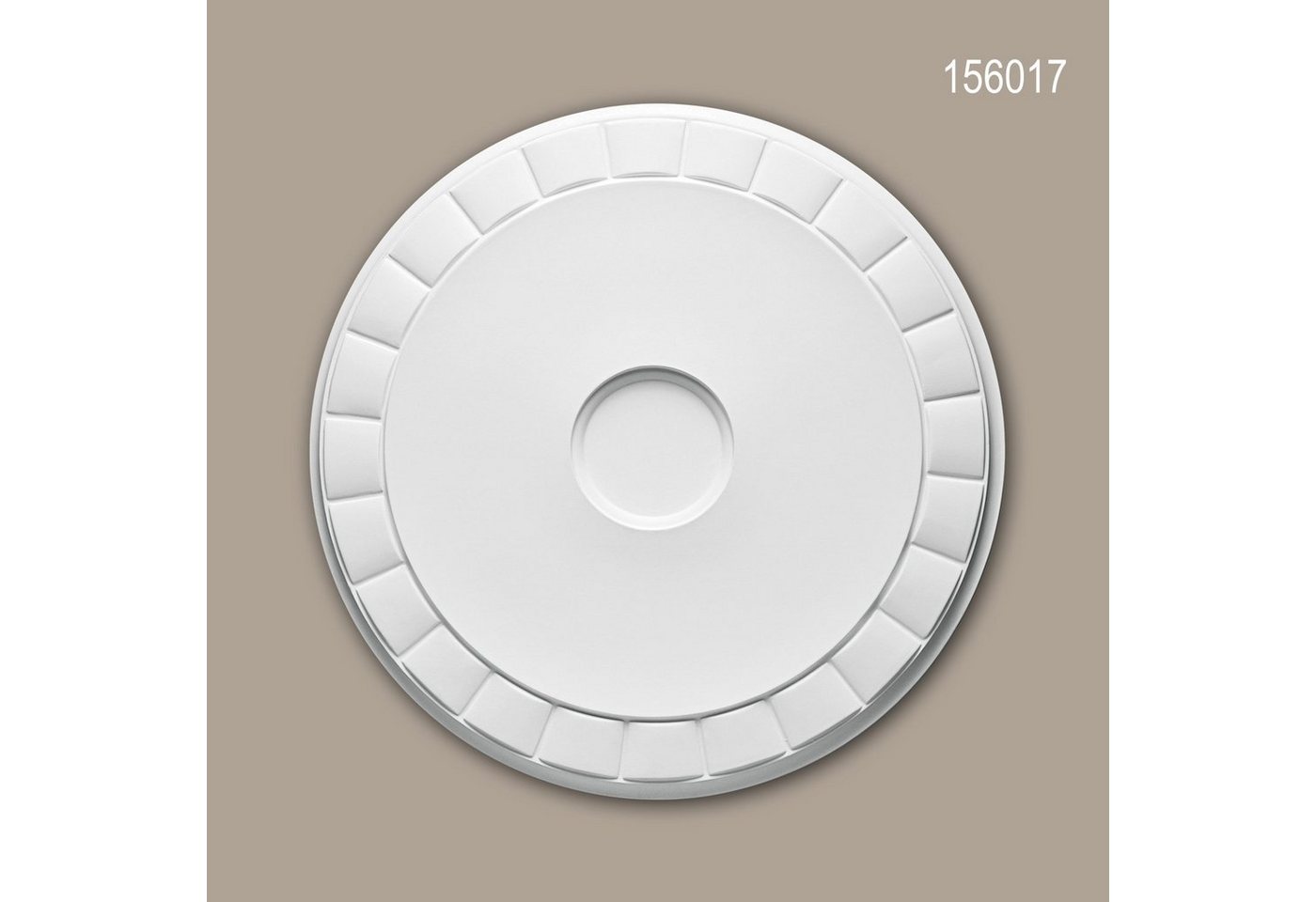 Profhome Decken-Rosette 156017 (Rosette, 1 St., Deckenrosette, Medallion, Stuckrosette, Deckenelement, Zierelement, Durchmesser 45 cm), weiß, vorgrundiert, Stil: Modern von Profhome