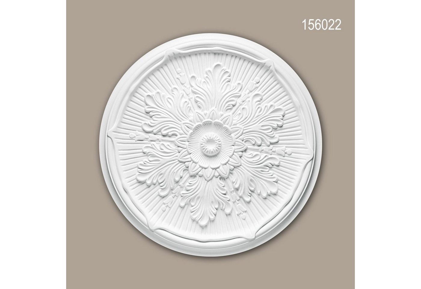 Profhome Decken-Rosette 156022 (Rosette, 1 St., Deckenrosette, Medallion, Stuckrosette, Deckenelement, Zierelement, Durchmesser 52,5 cm), weiß, vorgrundiert, Stil: Neo-Renaissance von Profhome