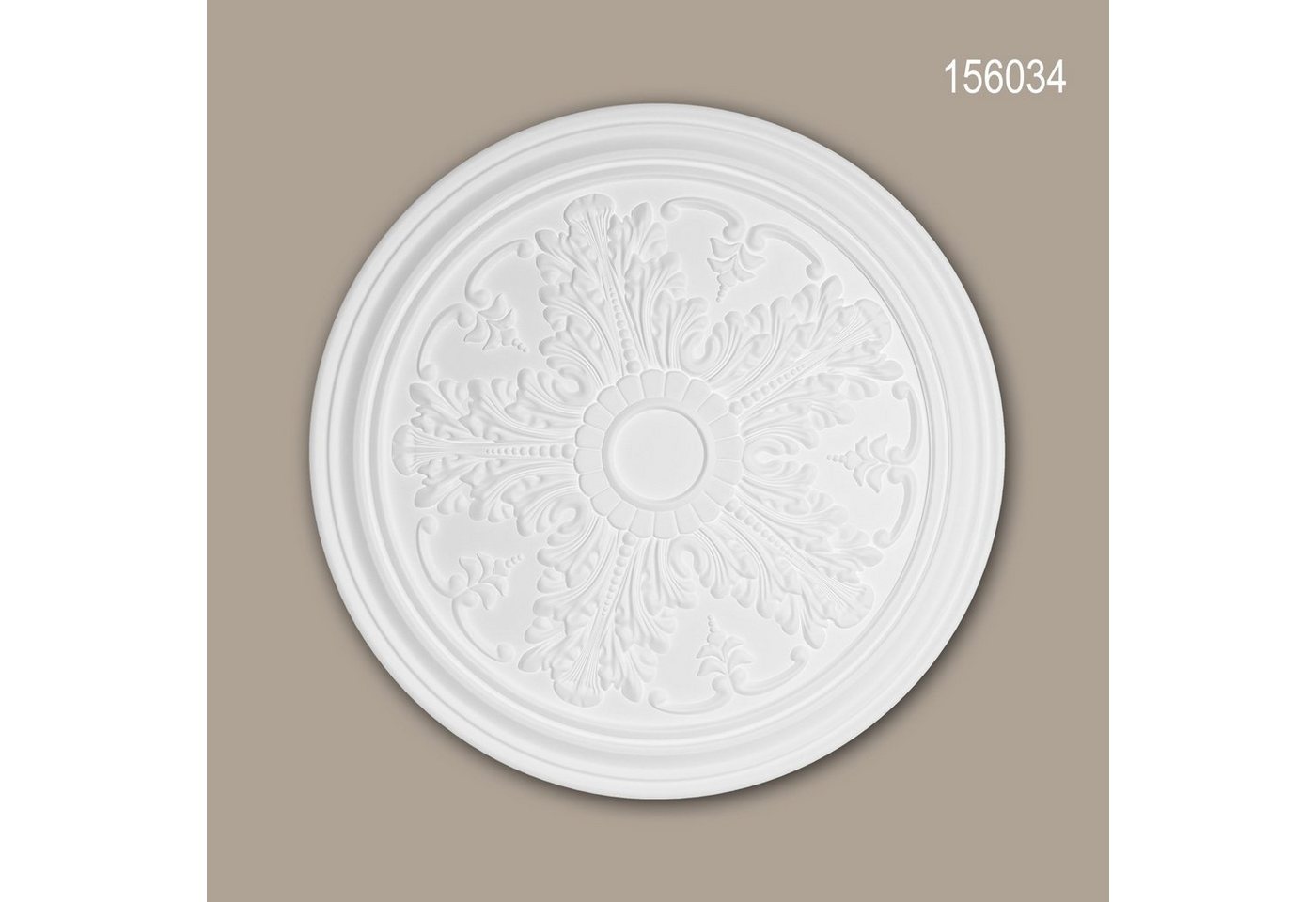 Profhome Decken-Rosette 156034 (Rosette, 1 St., Deckenrosette, Medallion, Stuckrosette, Deckenelement, Zierelement, Durchmesser 51,2 cm), weiß, vorgrundiert, Stil: Neo-Klassizismus von Profhome