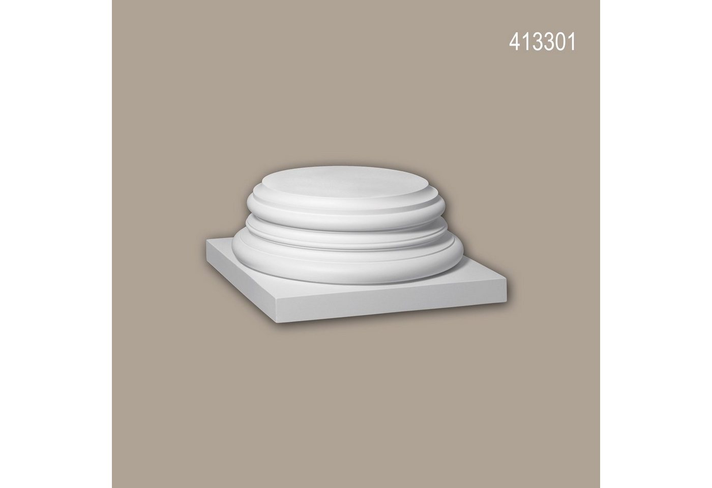 Profhome Wanddekoobjekt 413301 (Vollsäulen Sockel, 1 St., Fassadenstuck, Säule, Zierelement, Außenstuck), weiß, vorgrundiert, für Fassadendekoration, Stil: Korinthisch von Profhome
