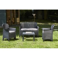 Outdoor-Lounge-Set Ostuni, Gartengarnitur mit 2 Sesseln, 1 Sofa und 1 Couchtisch, Sitzecke in Rattan-Optik mit Kissen, 100 % Made in Italy, Anthrazit von ALTRI