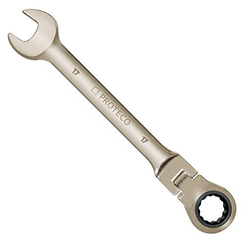 Proteco-Werkzeug Ringmaul Ratschenschlüssel Ratschenringschlüssel mit Gelenk CRV 72 Zähne feinverzahnt Groeßen bis SW 32 mm Schluesselweite 27mm von Proteco-Werkzeug