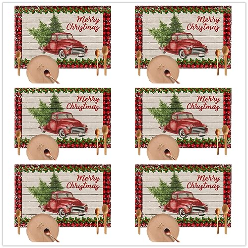 Proumhang 6er Set Weihnachts-Platzsets für den Esstisch,Weihnachten Party Tischmatten Dekoration,Hitzebeständig/Abwaschbar/rutschfest Tischsets,Weihnachten Tischsets,42cm x 32cm Stil 4 von Proumhang