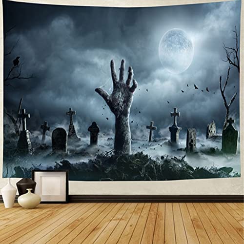 Proumhang Halloween Wandteppich,Wandbehang Dekoration,Blutige Horror Handabdrücke,Grabsteine,Geister Wandteppich für Halloween,Bettwäsche,Schlafzimmer,Wohnzimmer,Dekoration,Stil 15,150cm*130cm von Proumhang