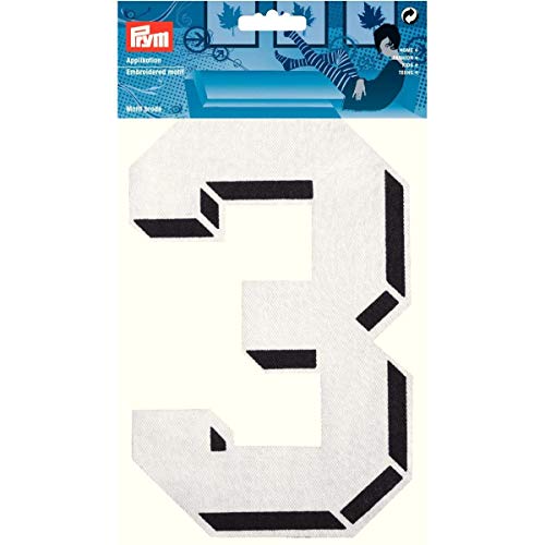 Prym 925898 Applikation Zahl 3 groß weiß, schwarze Kontur Prym 925898 Applikation Zahl 3 groß weiß, schwarze Kontur von Prym