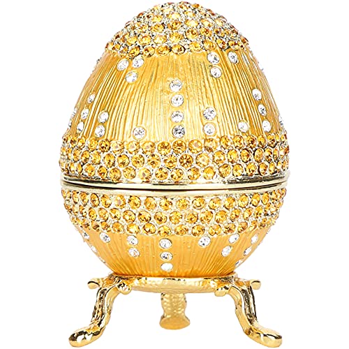 Pssopp Gold Faberge Style Ei Handbemaltes Vintage Faberge Ei Emailliertes Faberge Ei mit Shinny Diamonds für Easter Egg Trinket Box von Pssopp