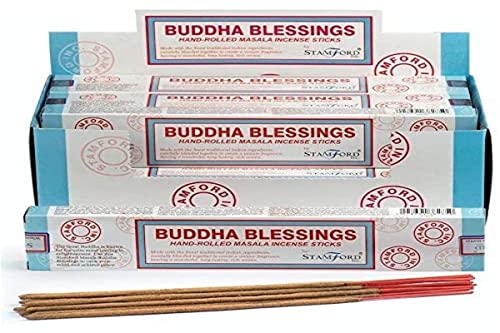 STAMFORD INC 37275 Buddha Blessings Masala Räucherstäbchen, 15 Stäbchen x 12 Packungen, Schwarz, Einheitsgröße von Puckator