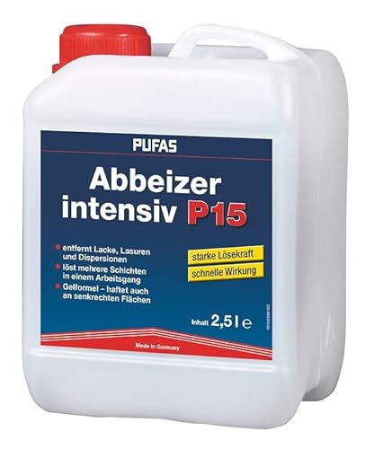 Pufas Abbeizer P15 intensiv 2,5 Ltr Kraft-Abbeizmittel für Lacke Lasuren Farben von Pufas