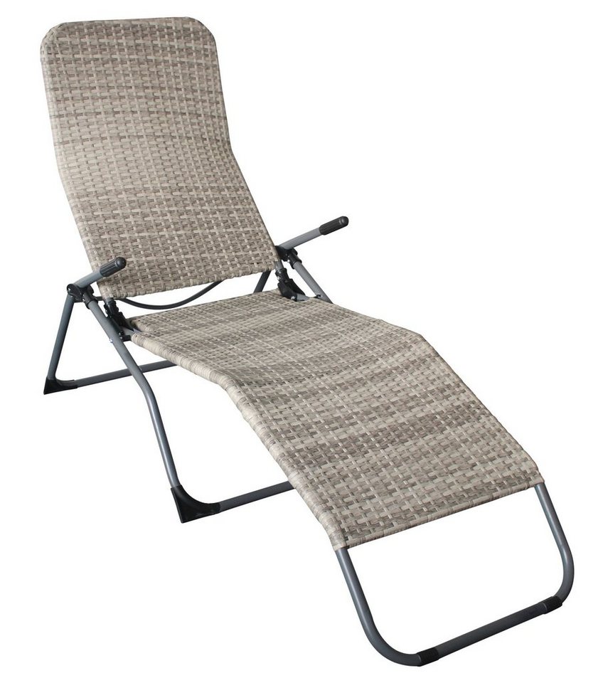 Pure Home & Garden Gartenliege Polyrattan Saunaliege Wave silber Sonnenliege Bäderliege klappbar, hochwertiges Polyrattan wetterfest von Pure Home & Garden