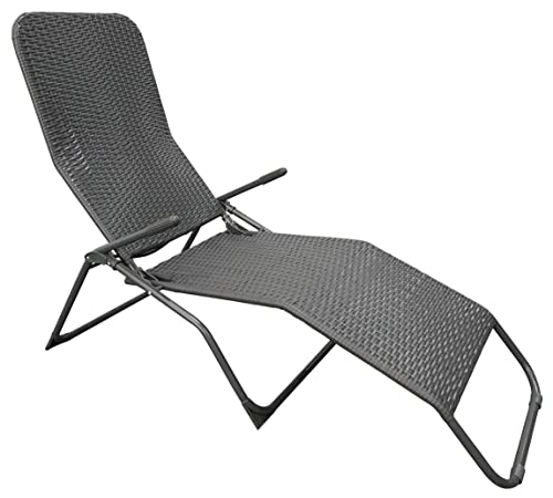 Pure Home & Garden XL Polyrattan Gartenliege Wave Anthrazit, klapp- und kippbar von Pure Home & Garden