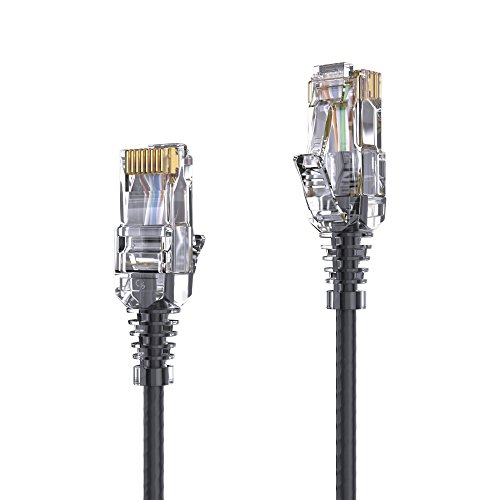 PureLink MC1500-005 CAT6 Netzwerkkabel UTP (10/100/1000 Mbit/s), extra dünn mit 2X RJ45 Stecker, Patchkabel für Switch, Modem, Router, Patchpanels, Patchfelder, 1-er Set, 0,50m, schwarz von PureLink