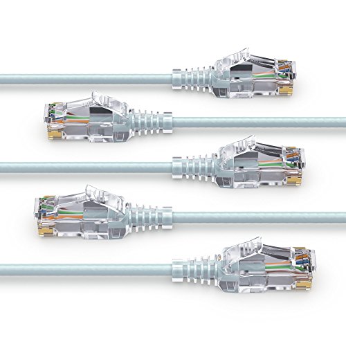 PureLink MC1501-050 CAT6 Netzwerkkabel UTP (10/100/1000 Mbit/s), extra dünn mit 2X RJ45 Stecker, Patchkabel für Switch, Modem, Router, Patchpanels, Patchfelder, 5-er Set, 5,00m, grau von PureLink