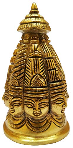 Purpledip Brass Idol Lord Shiva Stupa: Rare 8-face Omnipresent Siva Statue (11575) von Purpledip