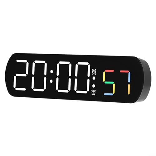 Puupaa Digitale Uhr, großes Display, LED-Kunststoff, elektrischer Wecker, LED-Temperaturanzeige, Nachttischuhr, mit Timing-Countdown-Funktion, 12/24 Stunden für Schlafzimmer, Heimbüro (A) von Puupaa