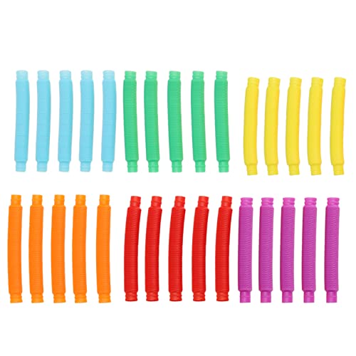 Pwshymi 30 Stück Pop Tubes, Dehnbares Geräusch-Sensorspielzeug, Farberkennung, ADHS, Sensorische Integration, Zappel-Pop-Tube-Spielzeug für und Erwachsene von Pwshymi