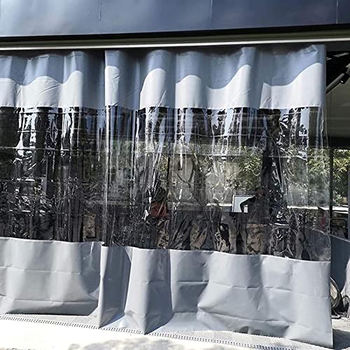 Pxzybd Outdoorvorhänge,0,3mm Transparent wasserdichte PVC Abdeckplanen Seitenteile,Pergola,Terrasse,Balkon,Veranda,Pavillon,Regenvorhang,Durchsichtige Plane Mit Ösen,Reißfeste,W×H-1.5×2m(4.9 * 6.6ft) von Pxzybd