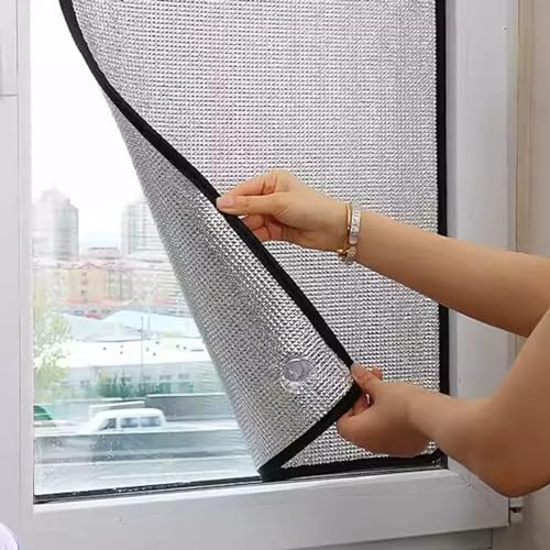 Reflektierende Fensterfolien,8mm Aluminiumfolie Sonnenschutzfolie Innen Außen,Verdunkelung Blickdicht Sichtschutzfolie,Isolierungsfolie Für Sonnenzimmer Auto,Mit Saugnäpfen,W×H-45 * 100cm(18 * 39in) von Pxzybd