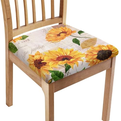 Pzuqiu Quadratischer Stuhl-Kissenbezug, Sonnenblumen-Design, verschleißfest, für Esszimmerstuhl, Bürostuhl, Polsterstuhl, Sitzschutz, Schonbezug, Heimdekoration, Herbstdekoration von Pzuqiu