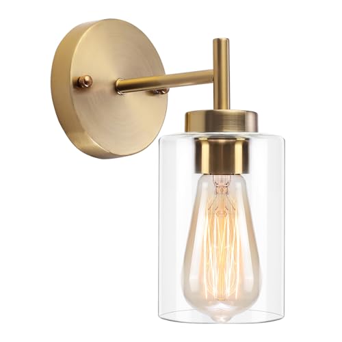 QAREHL Wandleuchte Gold Industrial Badezimmer Wandleuchte Innen Vintage, Retro Wandlampe E27 Wand Lampen Innenbereich für Schlafzimmer Wohnzimmer Flur von QAREHL