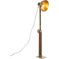 Industrielle Stehlampe Bronze mit Holz - Mangos von QAZQA