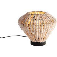 Orientalische Tischlampe beige mit Perlen - Moti von QAZQA