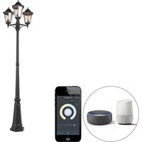 Smarte Outdoor-Laterne schwarz 3-flammig inkl. WLAN ST64 - New Orleans von QAZQA