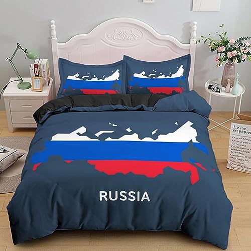 QBIDCSX Bettwäsche 135x200 Russland Kinderbettwäsche Bettwäsche Set für Kinder Mädchen, Weiche und Angenehme Mikrofaser Bettbezüge 135x200 cm mit Reißverschluss + 2 Kissenbezug 80x80 cm von QBIDCSX