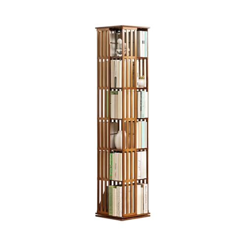 Bücherregal mit 5 Ebenen, hohes freistehendes Bücherregal, Eck-Bücherregal aus Holz, 360° drehbar, zur Aufbewahrung von Büchern, Präsentationsregal, Organizer für Wohnzimmer, Schlafzimmer, B, 5 Eben von QBKLI