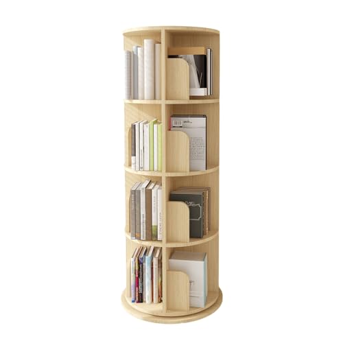 QBKLI 4-stufiges drehbares Bücherregal, bodenstehendes Bücherregal, drehbares Bücherregal, CD-Regal, geeignet für Wohnzimmer/Zuhause/Büro/Arbeitszimmer von QBKLI