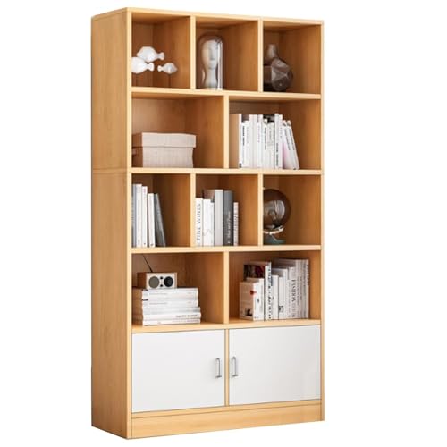 QBKLI 5-stöckiges Bücherregal, Aufbewahrungsregal fürs Büro, Holzplatte für Fotos, Bücher, verstellbares industrielles Bücherregal für Wohnzimmer, Küche von QBKLI