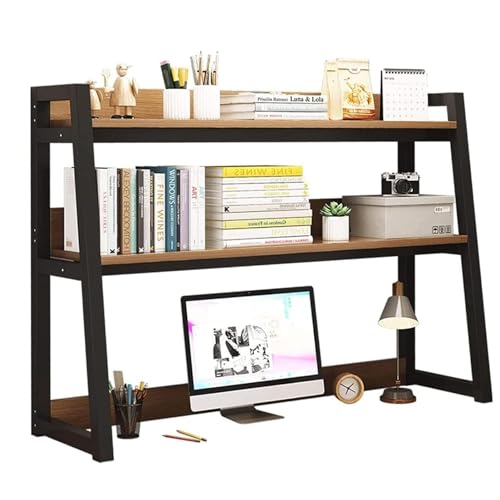QBKLI Bücherregal für Computertische mit 2 verstellbaren Ebenen – das perfekte Bücherregal für Wohnheim, Zuhause, Schule und Büro – Organisieren Sie Ihren Arbeitsplatz mühelos von QBKLI