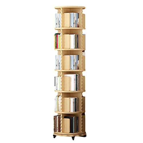 QBKLI Bücherregal mit 2/3/4/5/6 Ebenen, 360 ° drehbares stapelbares Regal mit Rollen, Aufbewahrungsregal für das Wohnzimmer im Home Office von QBKLI