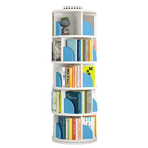 QBKLI Drehbares Bücherregal, 5-stufiges, um 360 ° drehbares weißes Bücherregal, Bücherregal, Bücherregal, Regal, Ausstellungseinheit, Regal für das Eckbücherregal im Homeoffice von QBKLI