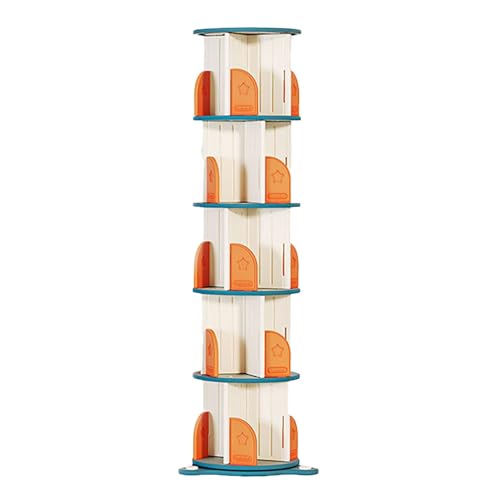 QBKLI Drehbares Bücherregal mit 5 Ebenen, drehbares Bücherregal, geeignet für die Aufbewahrung im Büro/Arbeitszimmer, Bücherregal, Bodenregal, CD-Standregal von QBKLI