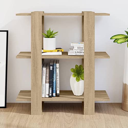 QBKLI Kleines Bücherregal mit 3 Etagen, 87 x 80 cm, bodenstehendes Bücherregal, Ausstellungsregal aus Holzwerkstoff, Moderne Lagerregale für Wohnzimmer, Heimbüro, Braun von QBKLI