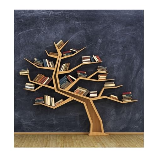QBKLI Schwebende Regale Kreatives Baum-Bücherregal, Massivholzregal, raumhohe Wanddekoration, Ausstellungsregal, Wandregale von QBKLI