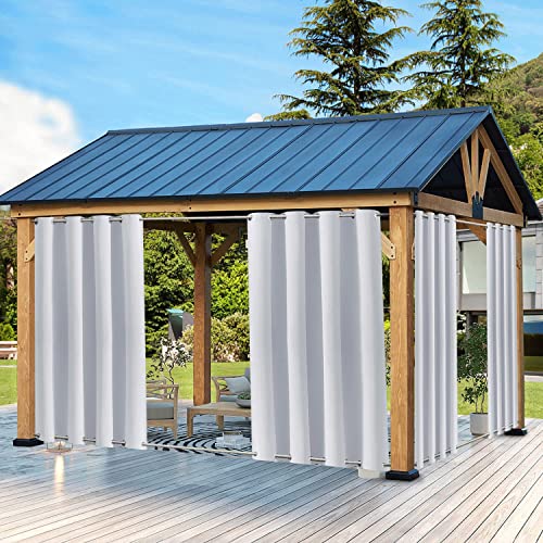 QCLUEU Outdoor Vorhang Wetterfest mit ösen Oben und Unten,Wasserdicht Sichtschutz Sonnenschutz Outdoor Gardine für Balkon Terrasse Veranda Pergola Gartenlaube von QCLUEU