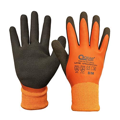 QEARSAFETY 1 Paar Thermo-Arbeitshandschuhe, Kältebeständigkeitshandschuhe und wasserdicht, Latex-Vollbeschichtung und sandige Handfläche (11/XXL) von QEARSAFETY